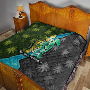 Sea Turtle Sao Tome and Principe Quilt Ocean Tide and Tropical Palm - African Pride