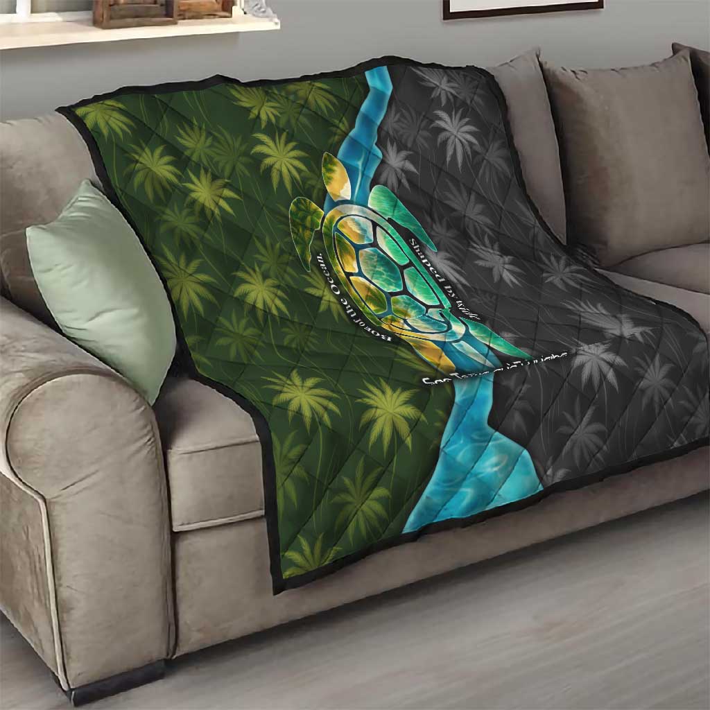 Sea Turtle Sao Tome and Principe Quilt Ocean Tide and Tropical Palm - African Pride