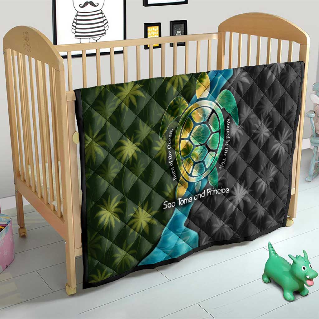 Sea Turtle Sao Tome and Principe Quilt Ocean Tide and Tropical Palm - African Pride