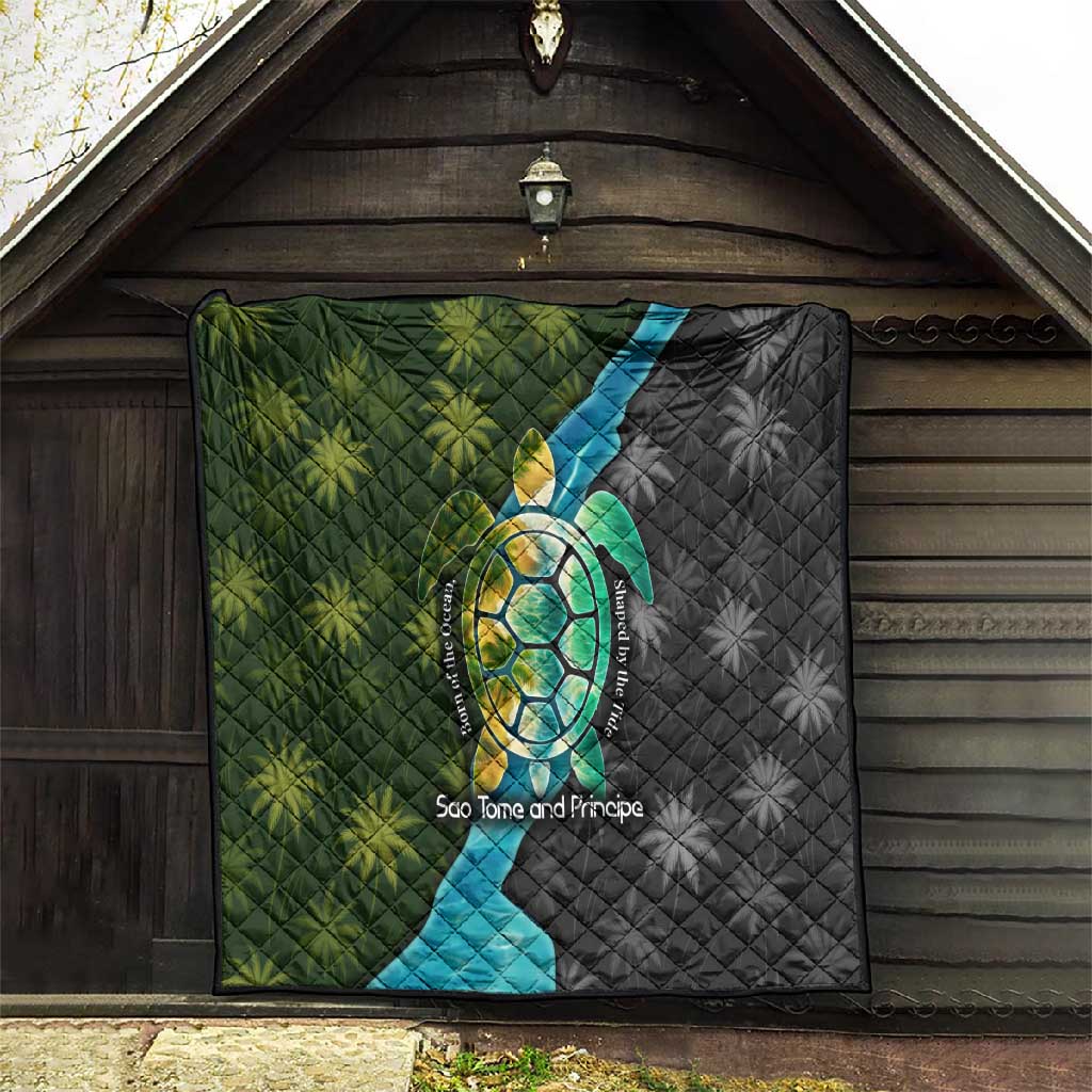 Sea Turtle Sao Tome and Principe Quilt Ocean Tide and Tropical Palm - African Pride