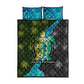 Sea Turtle Sao Tome and Principe Quilt Bed Set Ocean Tide and Tropical Palm - African Pride