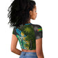 Sea Turtle Sao Tome and Principe Raglan Cropped T shirt Ocean Tide and Tropical Palm - African Pride