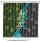 Sea Turtle Sao Tome and Principe Shower Curtain Ocean Tide and Tropical Palm - African Pride