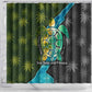 Sea Turtle Sao Tome and Principe Shower Curtain Ocean Tide and Tropical Palm - African Pride