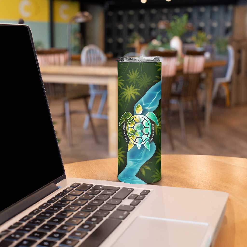 Sea Turtle Sao Tome and Principe Skinny Tumbler Ocean Tide and Tropical Palm - African Pride