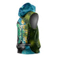 Sea Turtle Sao Tome and Principe Sleeveless Hoodie Ocean Tide and Tropical Palm - African Pride