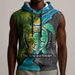 Sea Turtle Sao Tome and Principe Sleeveless Hoodie Ocean Tide and Tropical Palm - African Pride