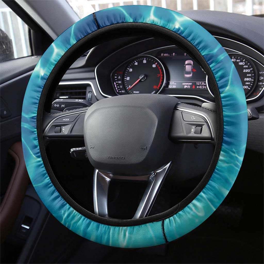 Sea Turtle Sao Tome and Principe Steering Wheel Cover Ocean Tide and Tropical Palm - African Pride