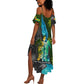 Sea Turtle Sao Tome and Principe Summer Maxi Dress Ocean Tide and Tropical Palm - African Pride