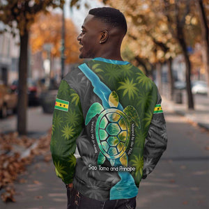 Sea Turtle Sao Tome and Principe Sweatshirt Ocean Tide and Tropical Palm - African Pride