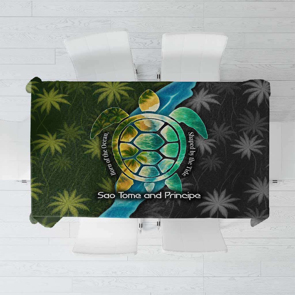 Sea Turtle Sao Tome and Principe Tablecloth Ocean Tide and Tropical Palm - African Pride