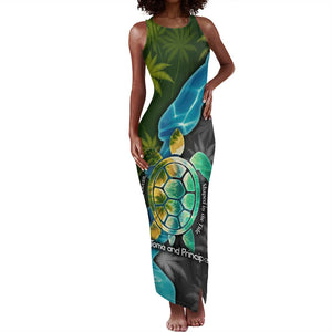Sea Turtle Sao Tome and Principe Tank Maxi Dress Ocean Tide and Tropical Palm - African Pride