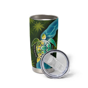 Sea Turtle Sao Tome and Principe Tumbler Cup Ocean Tide and Tropical Palm - African Pride
