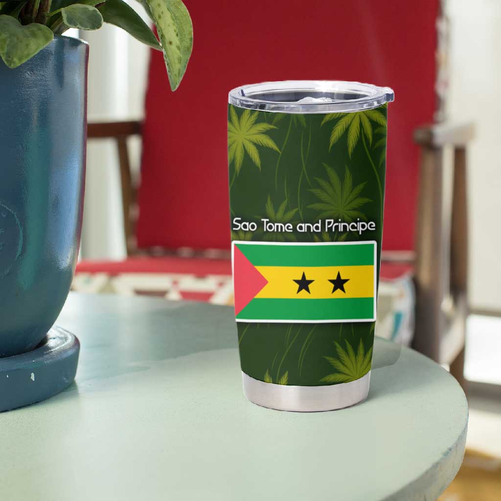 Sea Turtle Sao Tome and Principe Tumbler Cup Ocean Tide and Tropical Palm - African Pride
