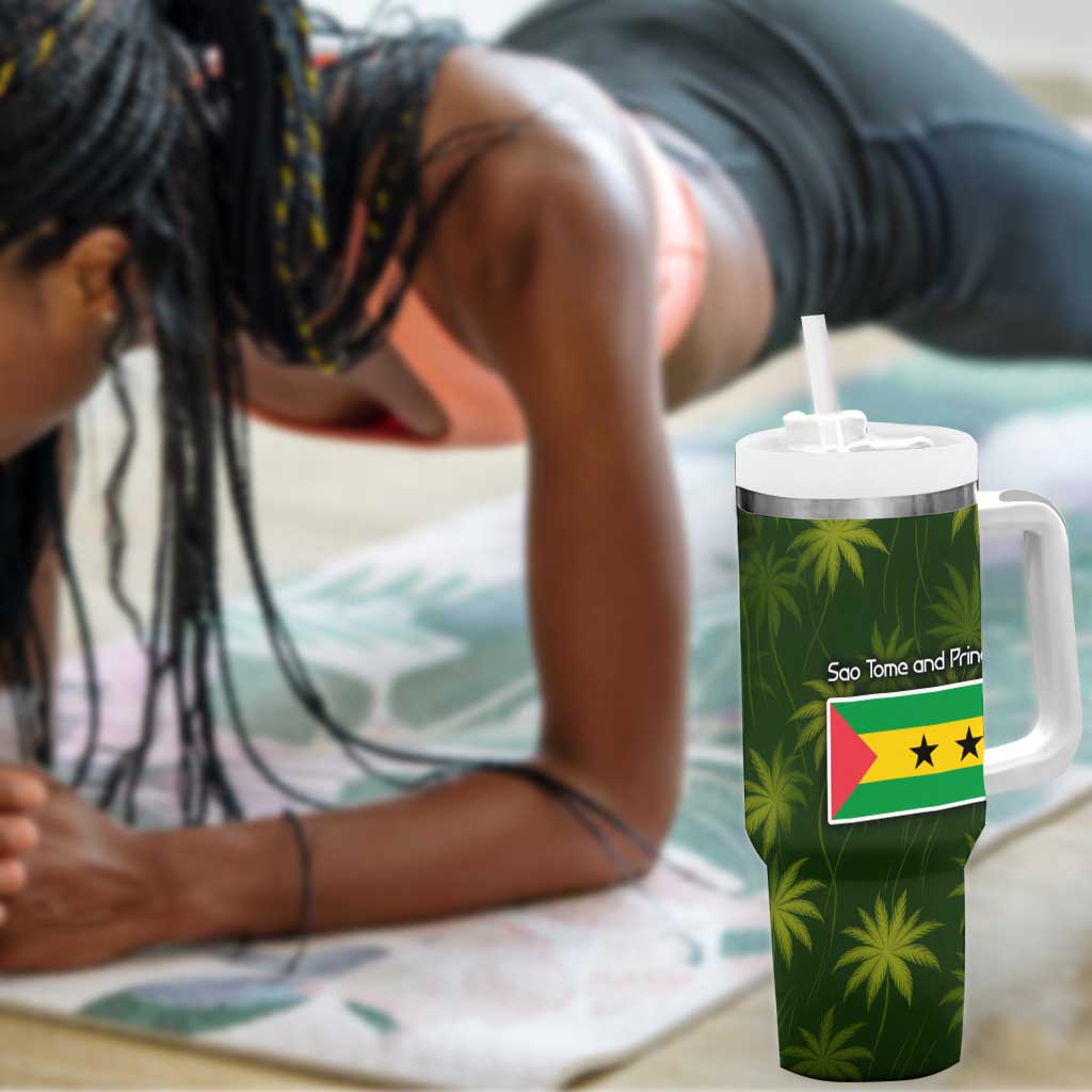 Sea Turtle Sao Tome and Principe Tumbler With Handle Ocean Tide and Tropical Palm - African Pride