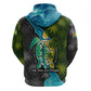 Sea Turtle Sao Tome and Principe Zip Hoodie Ocean Tide and Tropical Palm - African Pride