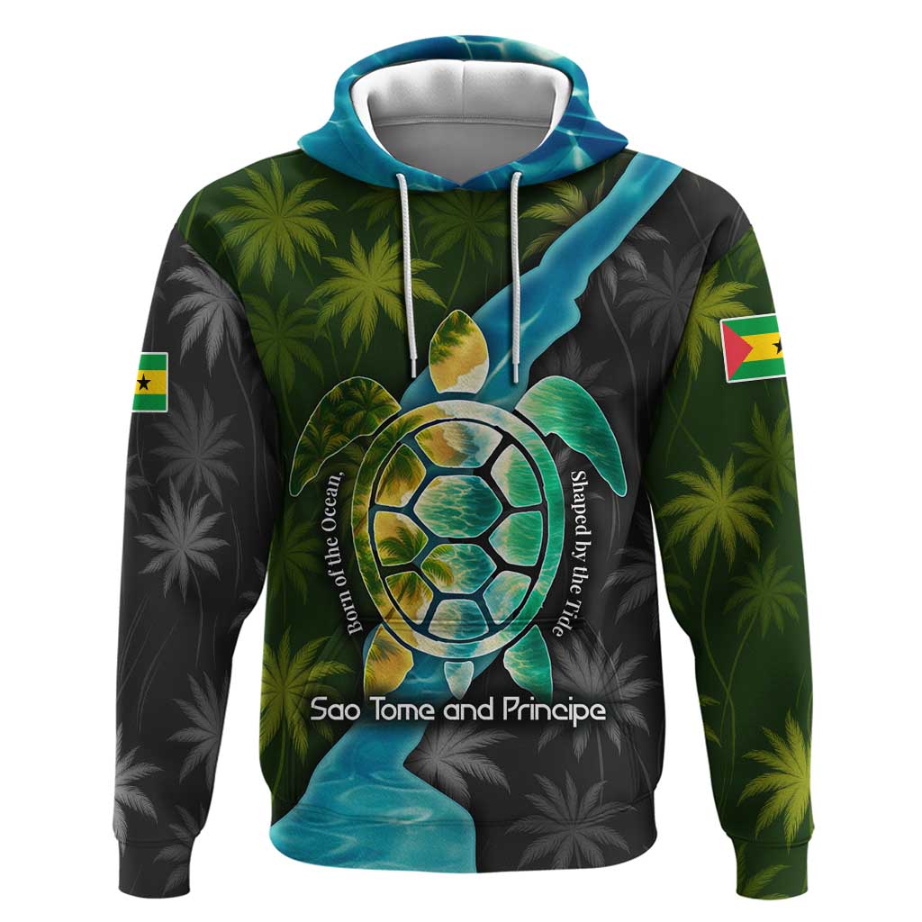 Sea Turtle Sao Tome and Principe Zip Hoodie Ocean Tide and Tropical Palm - African Pride