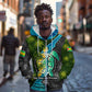 Sea Turtle Sao Tome and Principe Zip Hoodie Ocean Tide and Tropical Palm - African Pride