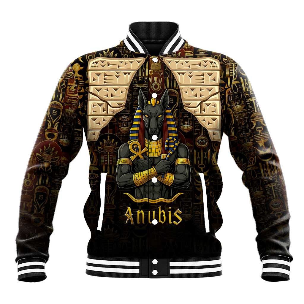Anubis Egypt Baseball Jacket Ancient Hieroglyph Pharaoh Spirit - African Pride