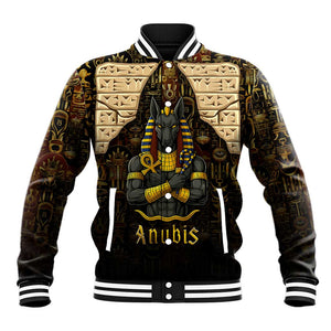 Anubis Egypt Baseball Jacket Ancient Hieroglyph Pharaoh Spirit - African Pride