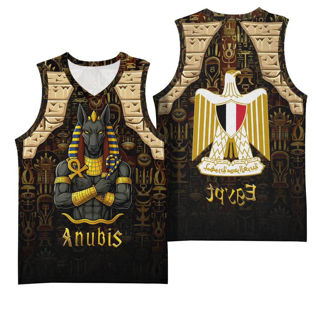 Anubis Egypt Basketball Jersey Ancient Hieroglyph Pharaoh Spirit - African Pride