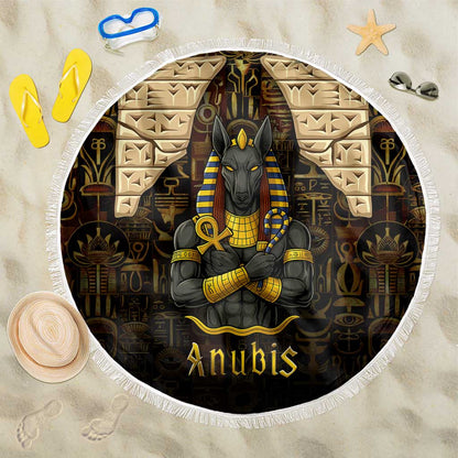 Anubis Egypt Beach Blanket Ancient Hieroglyph Pharaoh Spirit - African Pride