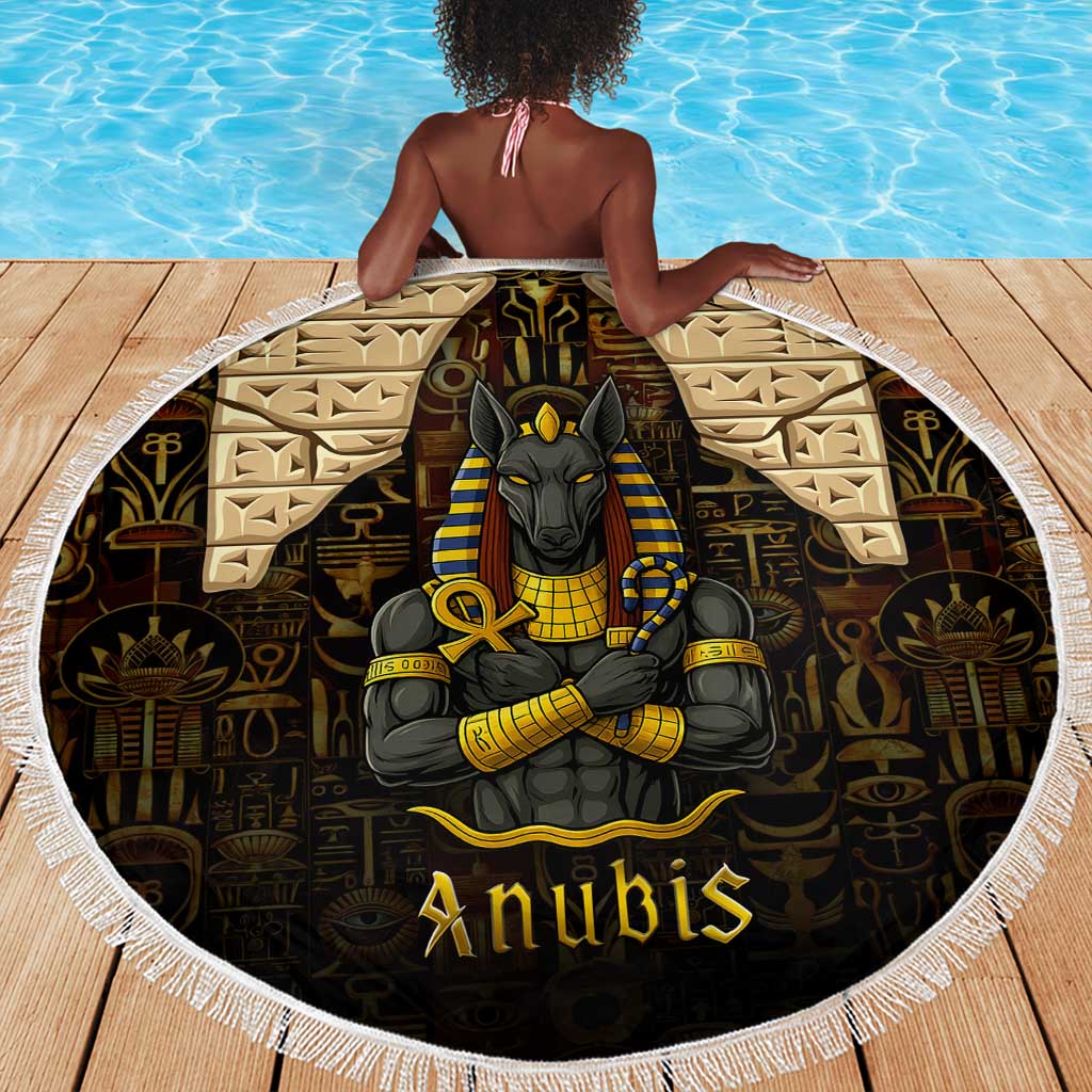 Anubis Egypt Beach Blanket Ancient Hieroglyph Pharaoh Spirit - African Pride