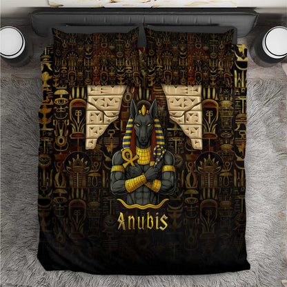 Anubis Egypt Bedding Set Ancient Hieroglyph Pharaoh Spirit - African Pride