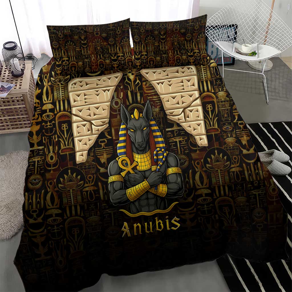Anubis Egypt Bedding Set Ancient Hieroglyph Pharaoh Spirit - African Pride