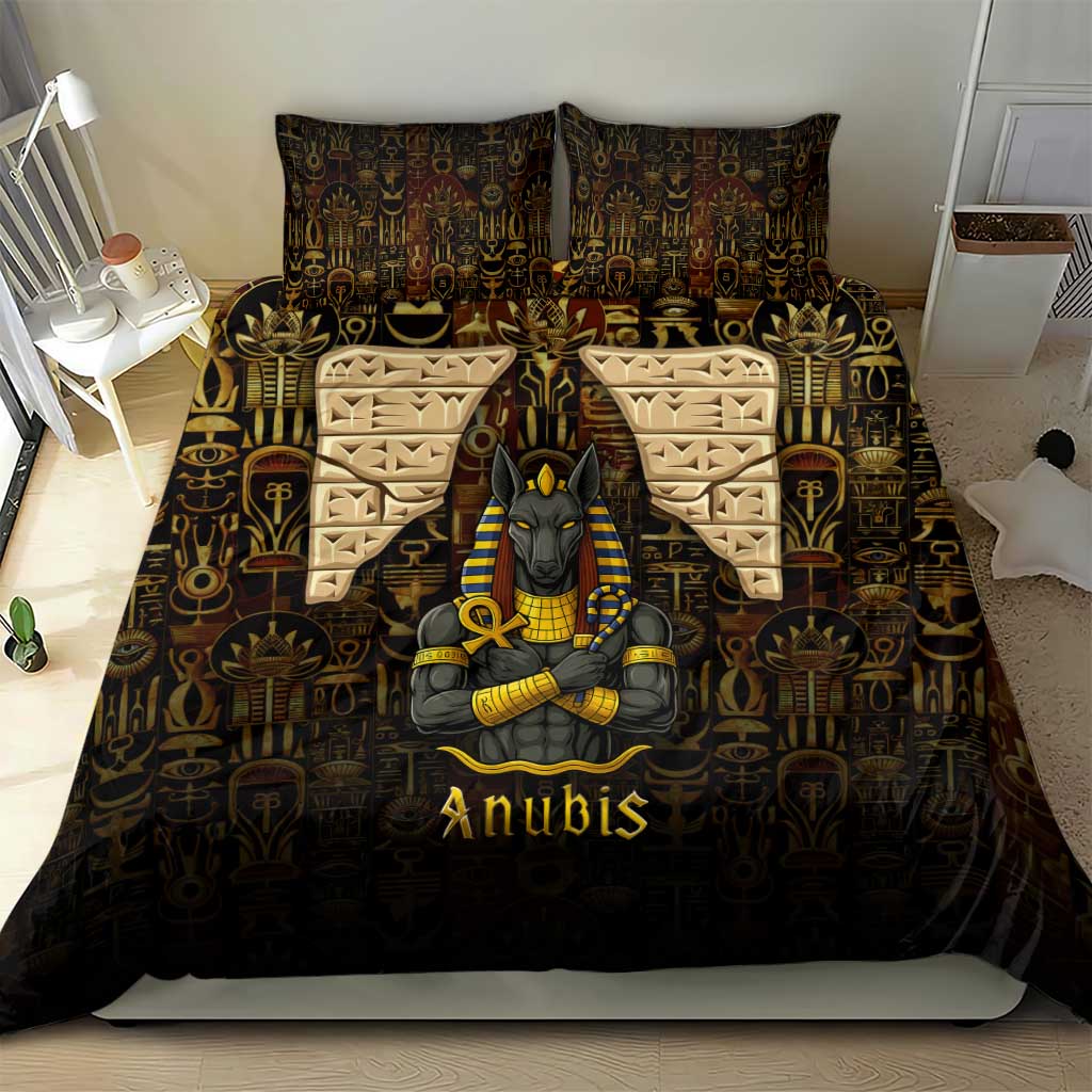 Anubis Egypt Bedding Set Ancient Hieroglyph Pharaoh Spirit - African Pride