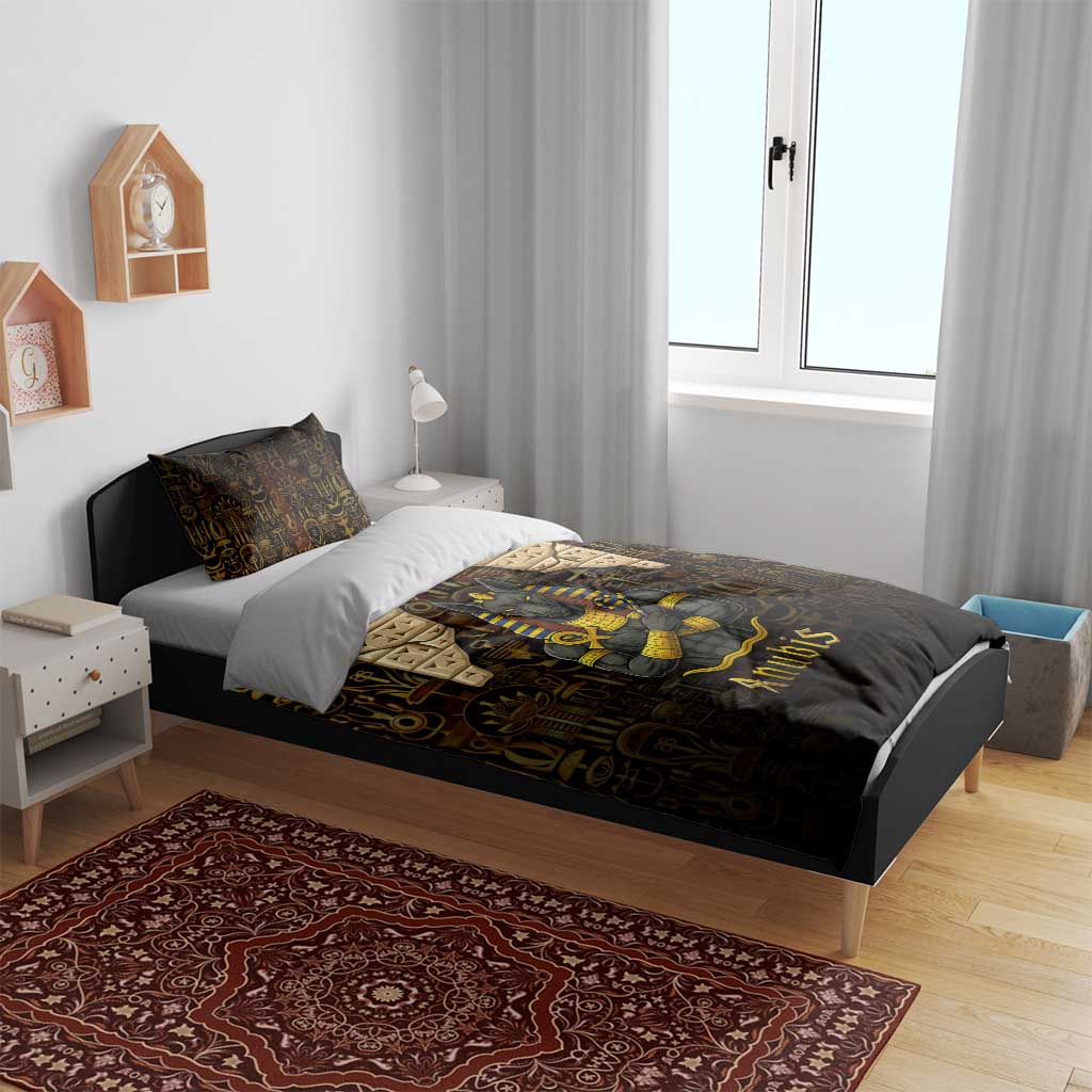 Anubis Egypt Bedding Set Ancient Hieroglyph Pharaoh Spirit - African Pride