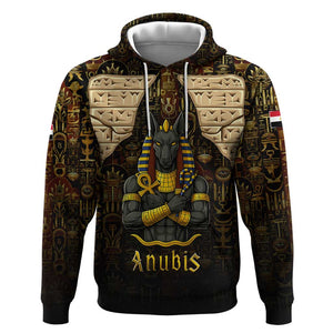 Anubis Egypt Hoodie Ancient Hieroglyph Pharaoh Spirit - African Pride