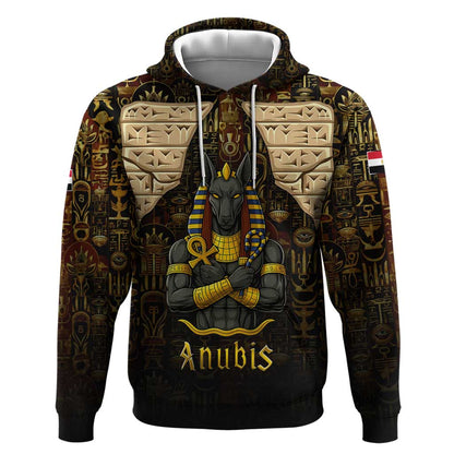 Anubis Egypt Hoodie Ancient Hieroglyph Pharaoh Spirit - African Pride