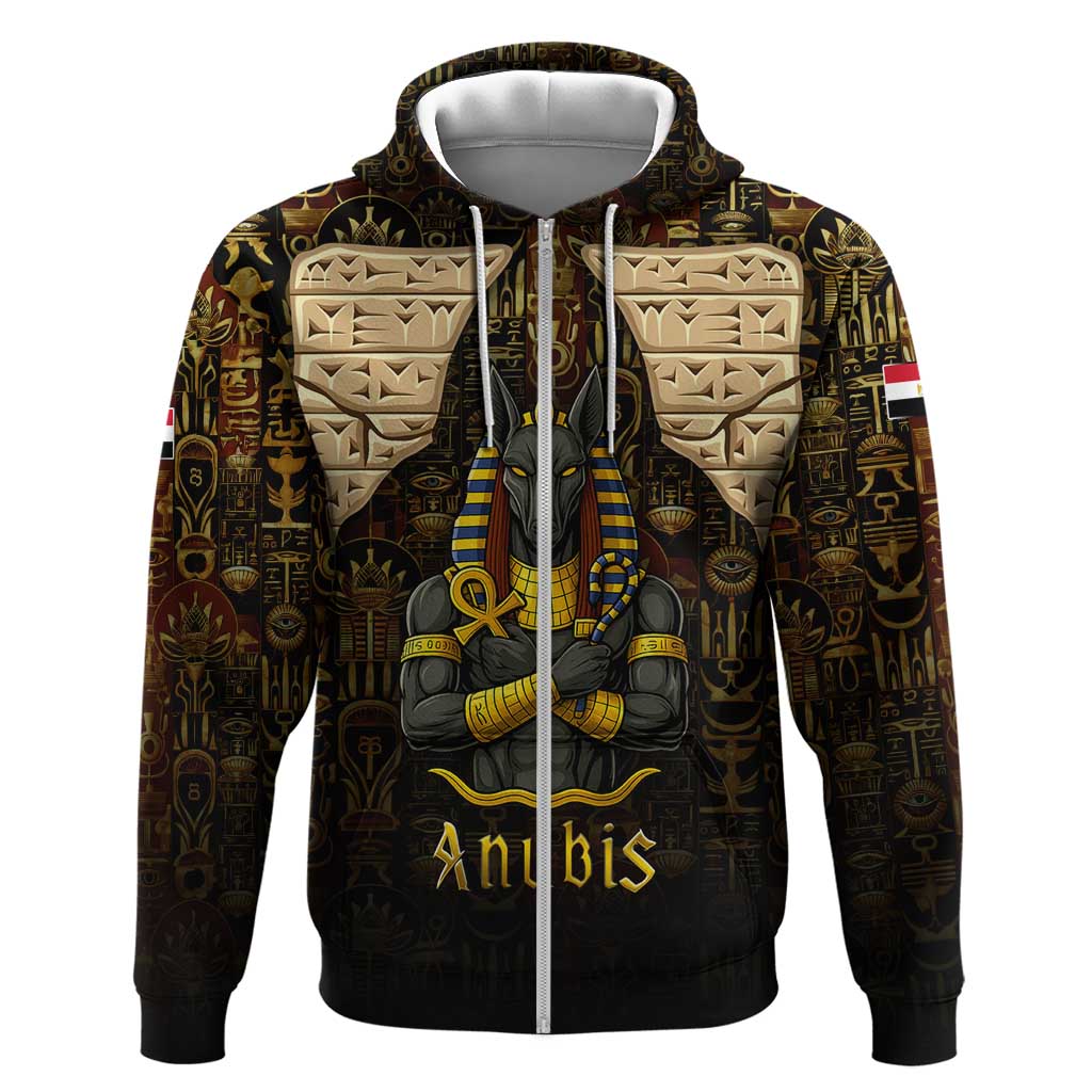 Anubis Egypt Hoodie Ancient Hieroglyph Pharaoh Spirit - African Pride