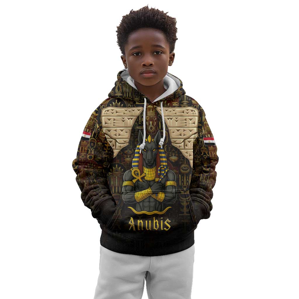 Anubis Egypt Kid Hoodie Ancient Hieroglyph Pharaoh Spirit - African Pride