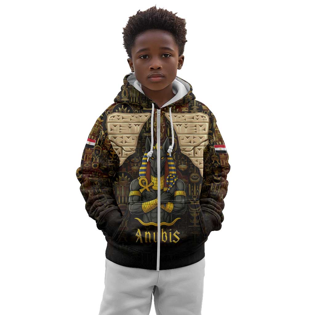 Anubis Egypt Kid Hoodie Ancient Hieroglyph Pharaoh Spirit - African Pride