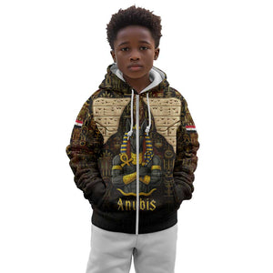 Anubis Egypt Kid Hoodie Ancient Hieroglyph Pharaoh Spirit - African Pride
