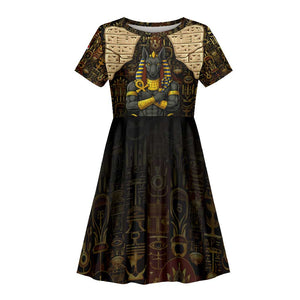Anubis Egypt Kid Short Sleeve Dress Ancient Hieroglyph Pharaoh Spirit - African Pride