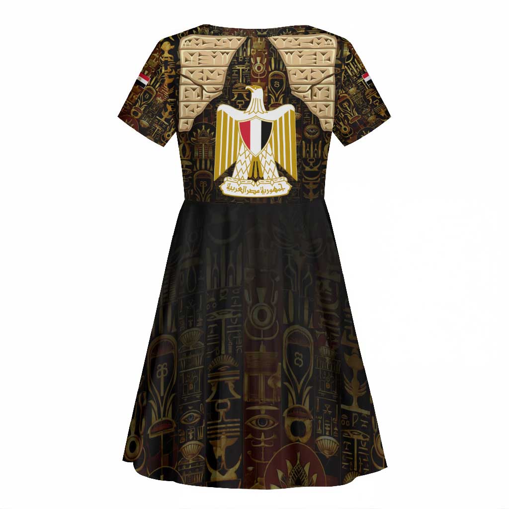 Anubis Egypt Kid Short Sleeve Dress Ancient Hieroglyph Pharaoh Spirit - African Pride