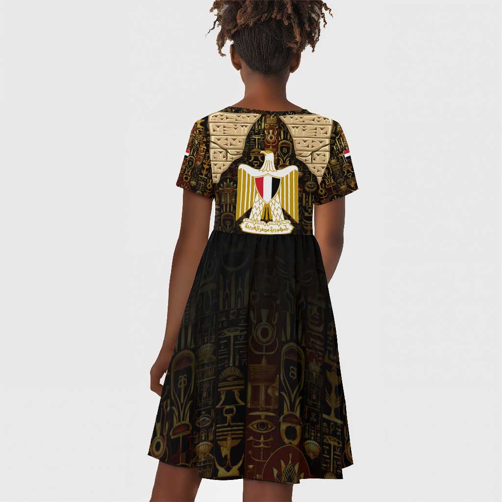 Anubis Egypt Kid Short Sleeve Dress Ancient Hieroglyph Pharaoh Spirit - African Pride