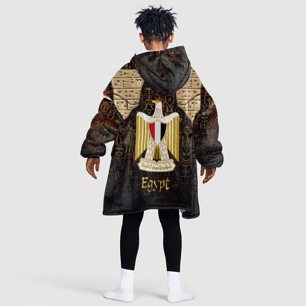 Anubis Egypt Kid Wearable Blanket Hoodie Ancient Hieroglyph Pharaoh Spirit - African Pride