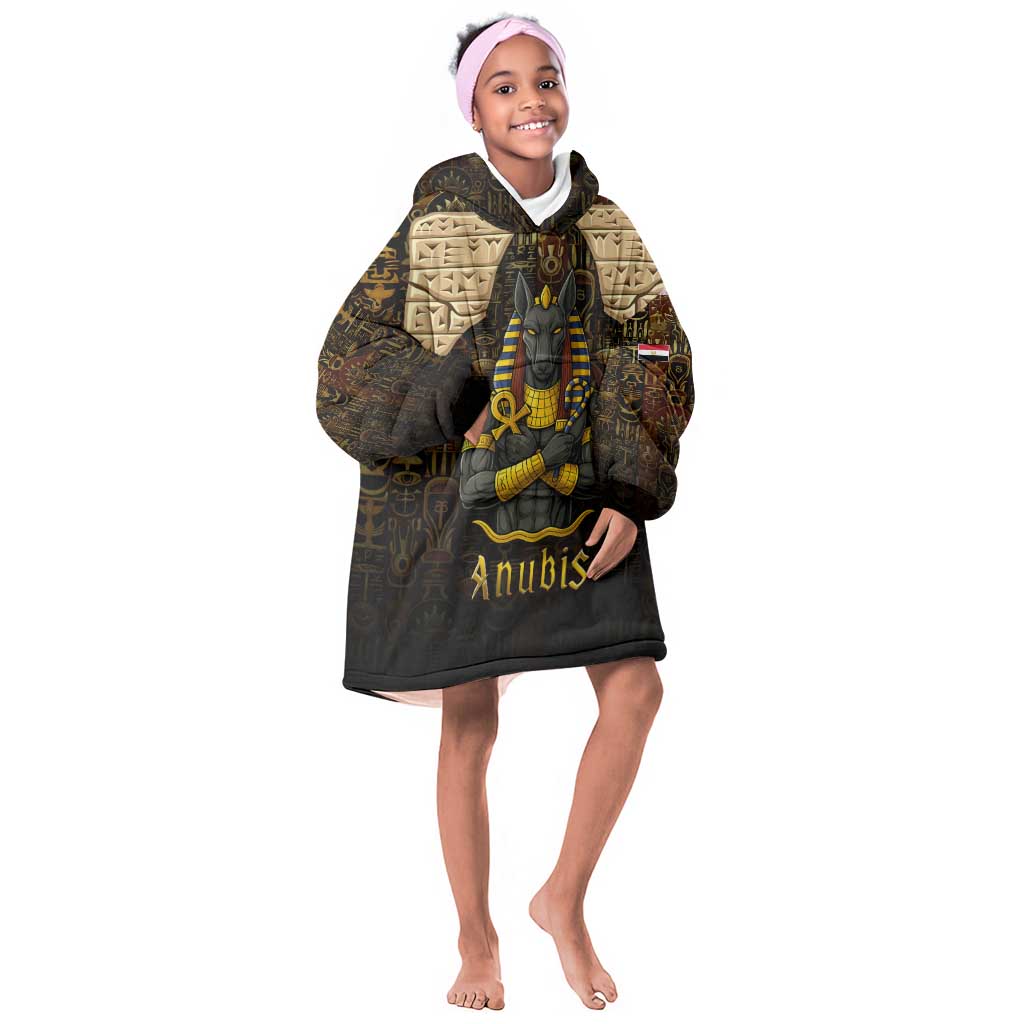 Anubis Egypt Kid Wearable Blanket Hoodie Ancient Hieroglyph Pharaoh Spirit - African Pride