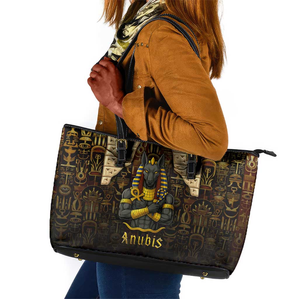 Anubis Egypt Leather Tote Bag Ancient Hieroglyph Pharaoh Spirit - African Pride
