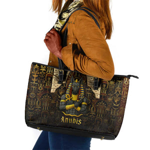 Anubis Egypt Leather Tote Bag Ancient Hieroglyph Pharaoh Spirit - African Pride