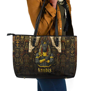 Anubis Egypt Leather Tote Bag Ancient Hieroglyph Pharaoh Spirit - African Pride