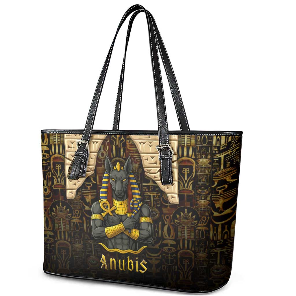Anubis Egypt Leather Tote Bag Ancient Hieroglyph Pharaoh Spirit - African Pride