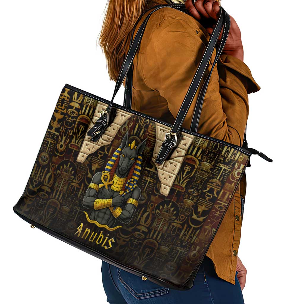 Anubis Egypt Leather Tote Bag Ancient Hieroglyph Pharaoh Spirit - African Pride