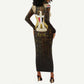 Anubis Egypt Long Sleeve Bodycon Dress Ancient Hieroglyph Pharaoh Spirit - African Pride