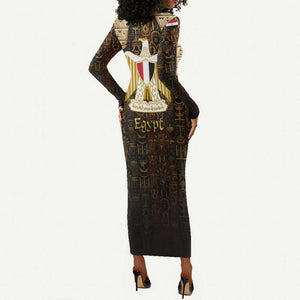Anubis Egypt Long Sleeve Bodycon Dress Ancient Hieroglyph Pharaoh Spirit - African Pride