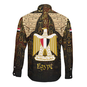 Anubis Egypt Long Sleeve Button Shirt Ancient Hieroglyph Pharaoh Spirit - African Pride